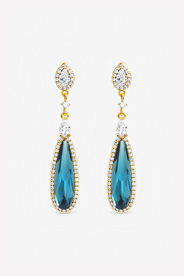 Jon Richard Gold Plated and Tanzanite Pear Drop Earrings