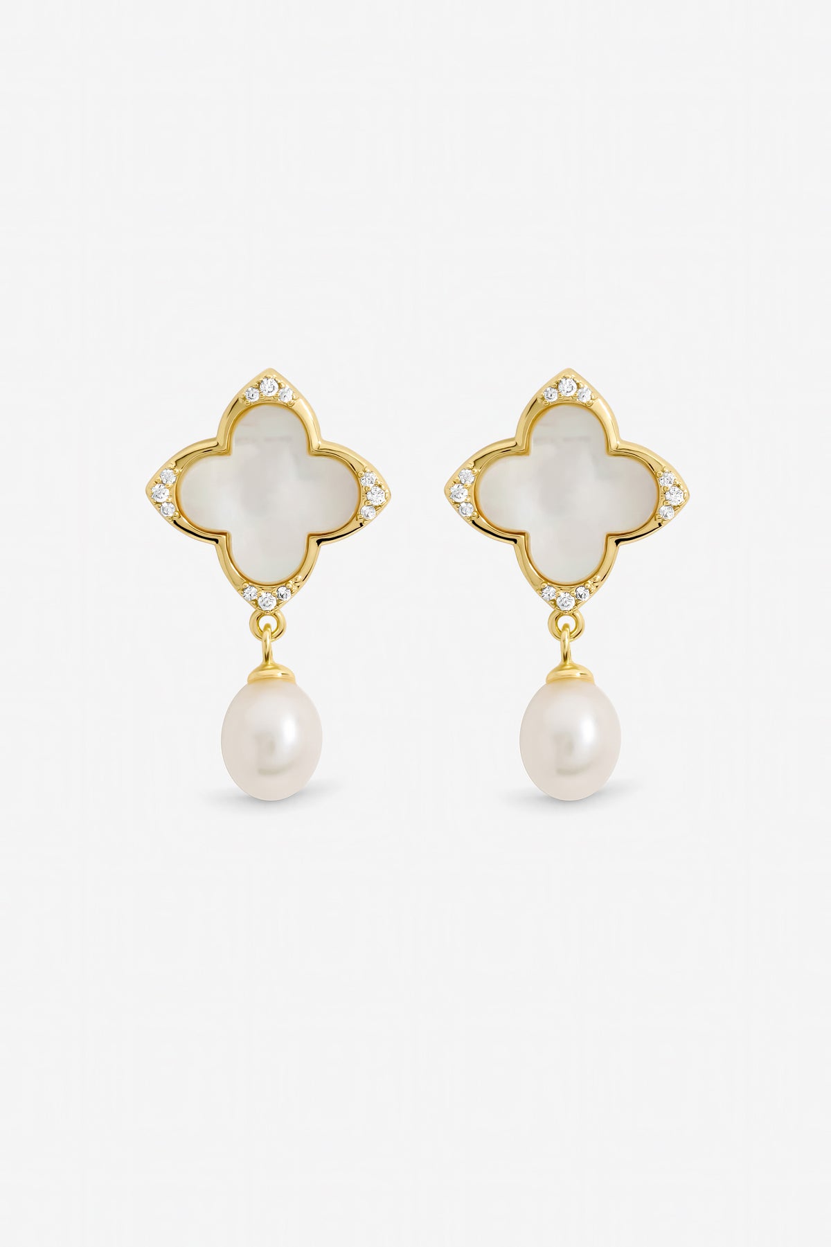 Jon Richard Gold Plated Mother of Pearl Clover Earrings