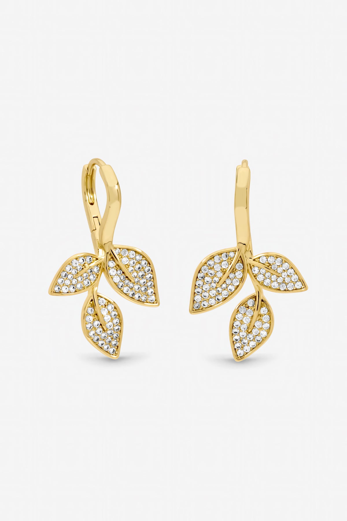 Jon Richard Gold Plated and Cubic Zirconia Leaf Earrings