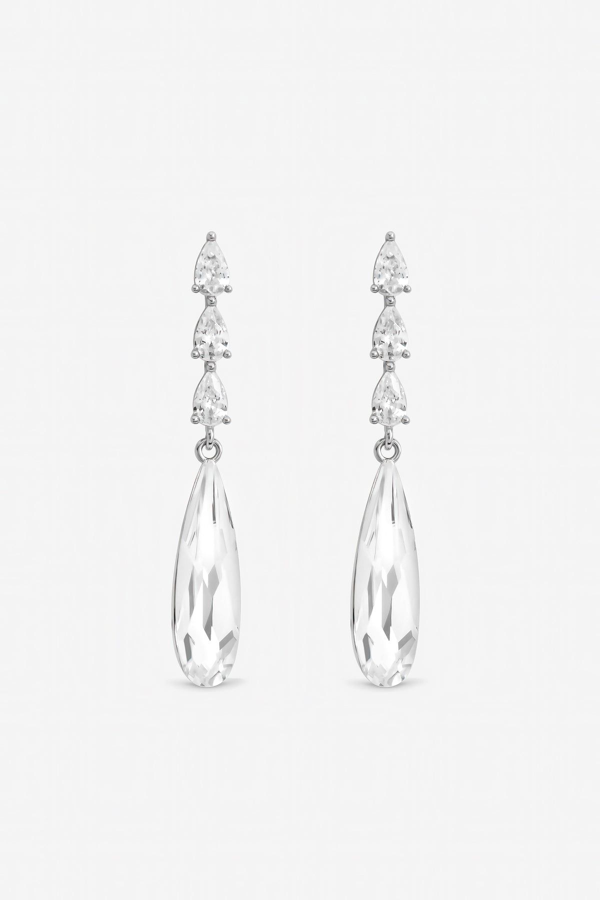 Jon Richard Rhodium Plated Linear Pear Drop Earrings