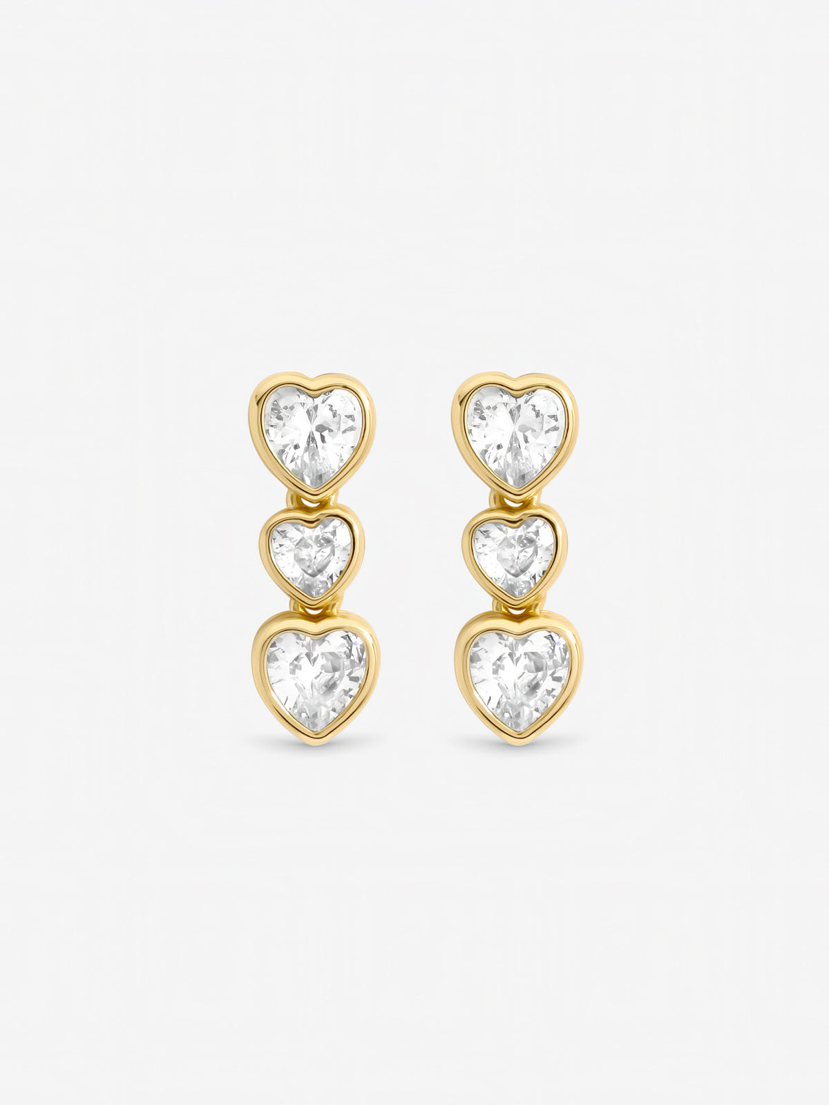 Jon Richard Gold Plated Cubic Zirconia Heart Drop Tennis Earrings
