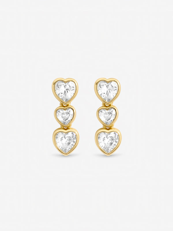 Jon Richard Gold Plated Cubic Zirconia Heart Drop Tennis Earrings