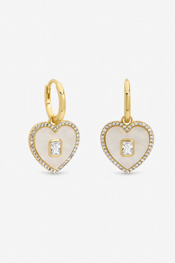 Jon Richard Gold Plated and Mother of Pearl Heart Earrings