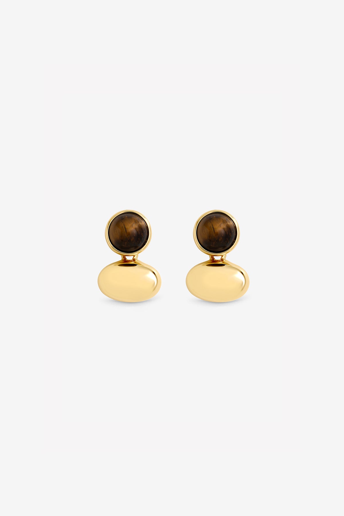 JON RICHARD GOLD PLATE TIGERS EYE AND POLISHED DROP EARRING