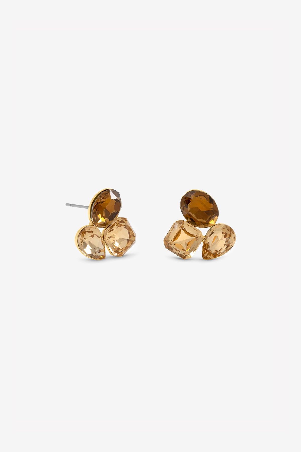 JON RICHARD GOLD PLATE AND BROWN MULTI STONE EARRING