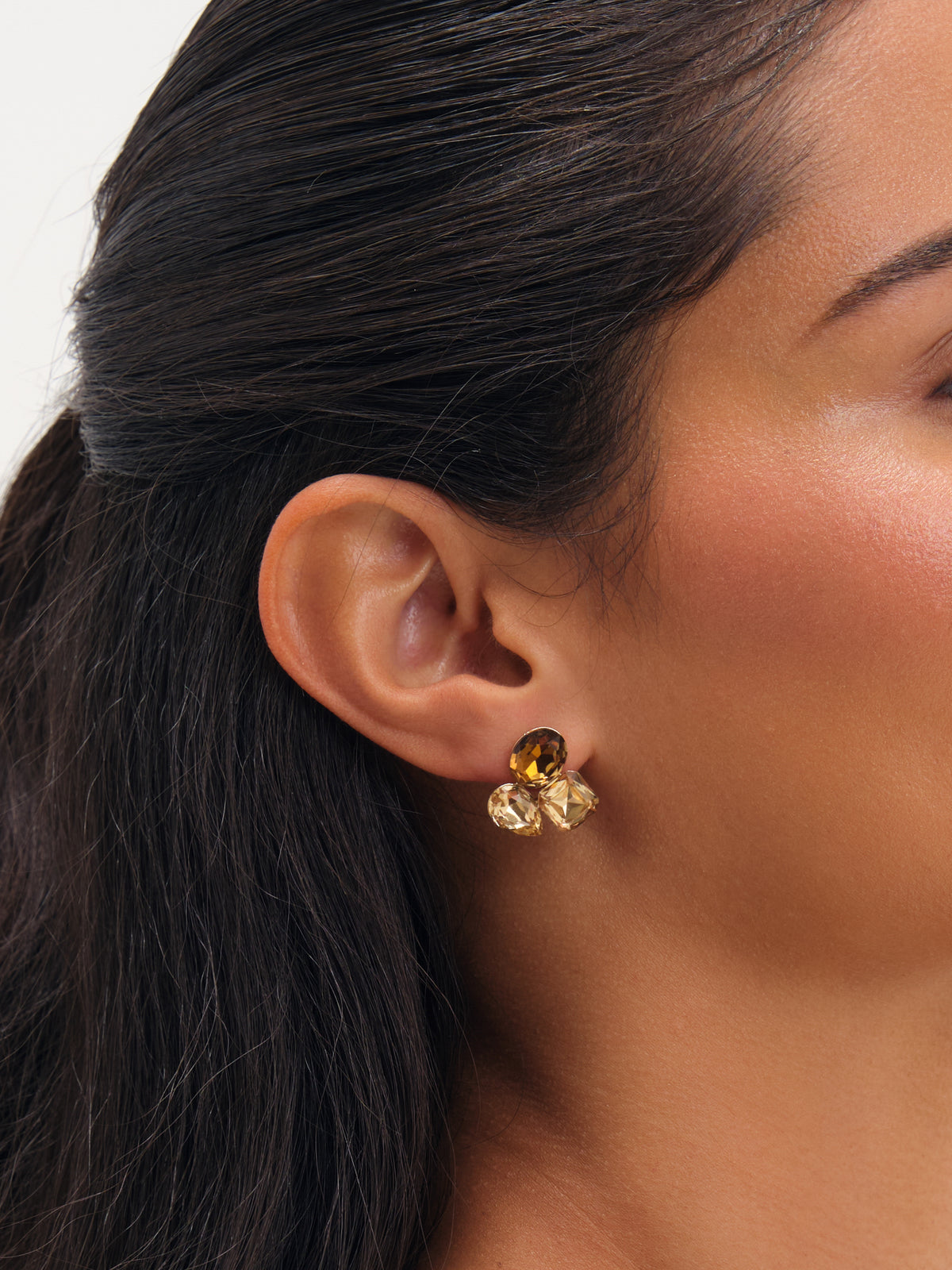 Jon Richard Gold Plated And Brown Multi Stone Earrings