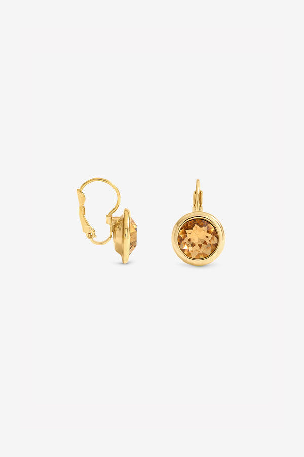 JON RICHARD GOLD PLATE AND CHAMPAGNE STONE EARRING