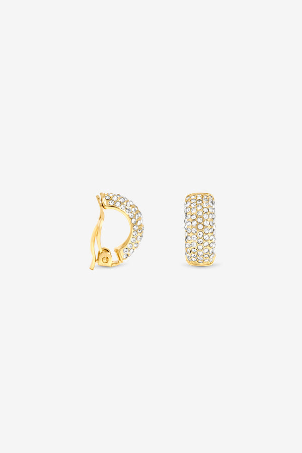 JON RICHARD GOLD PLATE CRYSTAL HOOP CLIP EARRING