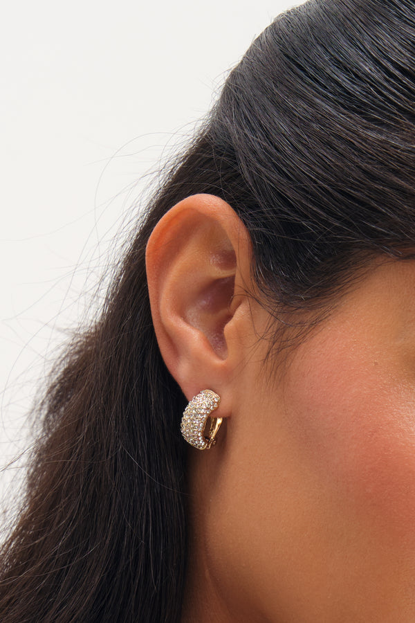 Jon Richard Gold Plated Crystal Hoop Clip Earrings
