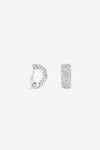 JON RICHARD RHODIUM PLATE CRYSTAL HOOP CLIP EARRING