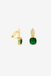 JON RICHARD RHODIUM PLATE CUBIC ZIRCONIA EMERALD DROP CLIP EARRING