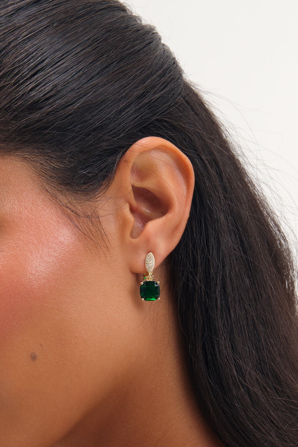 Jon Richard GoldPlated Cubic Zirconia Emerald Drop Clip Earrings