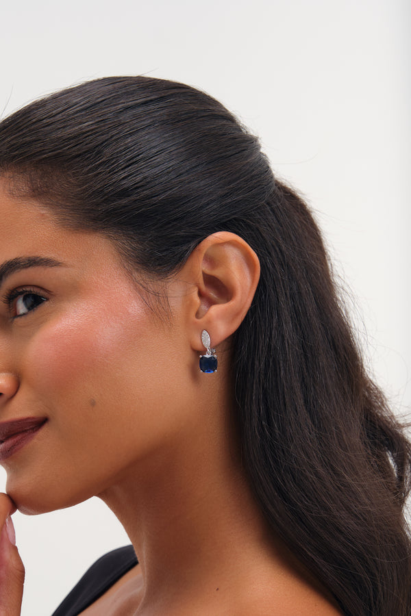 Jon Richard Rhodium Plated Cubic Zirconia Sapphire Clip Earrings