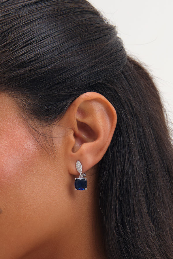 Jon Richard Rhodium Plated Cubic Zirconia Sapphire Clip Earrings
