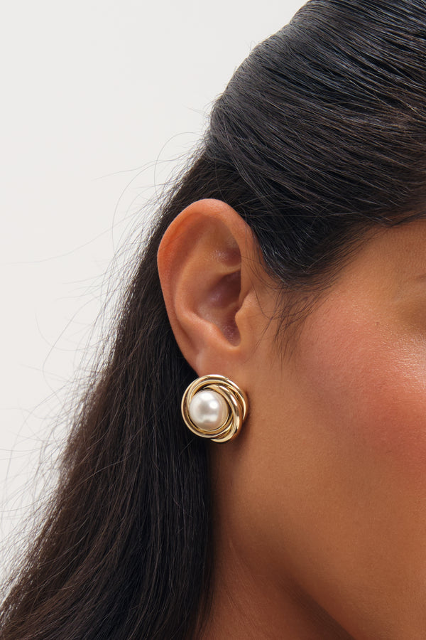 Jon Richard Gold Plated And Pearl Statement Earrings