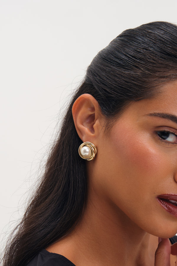 Jon Richard Gold Plated And Pearl Statement Earrings