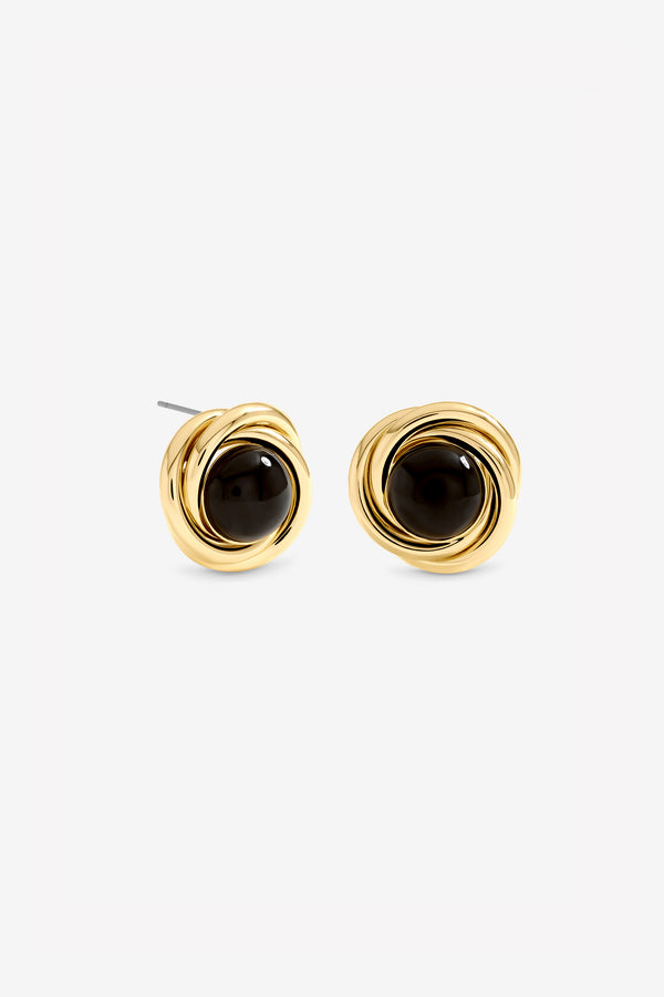 JON RICHARD GOLD PLATE AND JET STATEMENT EARRING