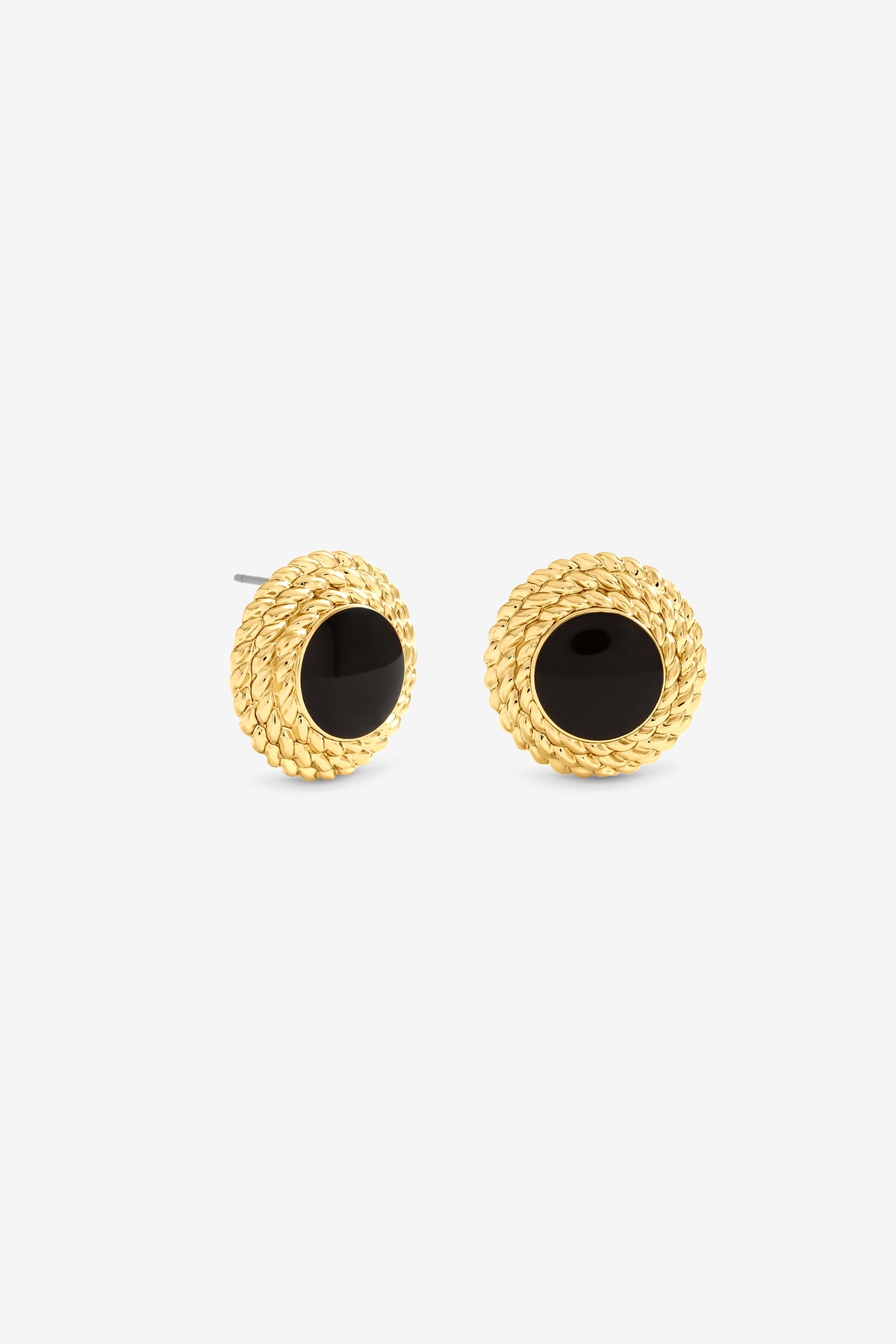 JON RICHARD GOLD PLATE AND JET STUD EARRING