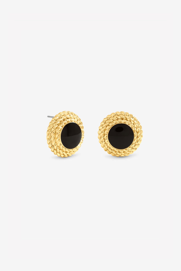 JON RICHARD GOLD PLATE AND JET STUD EARRING