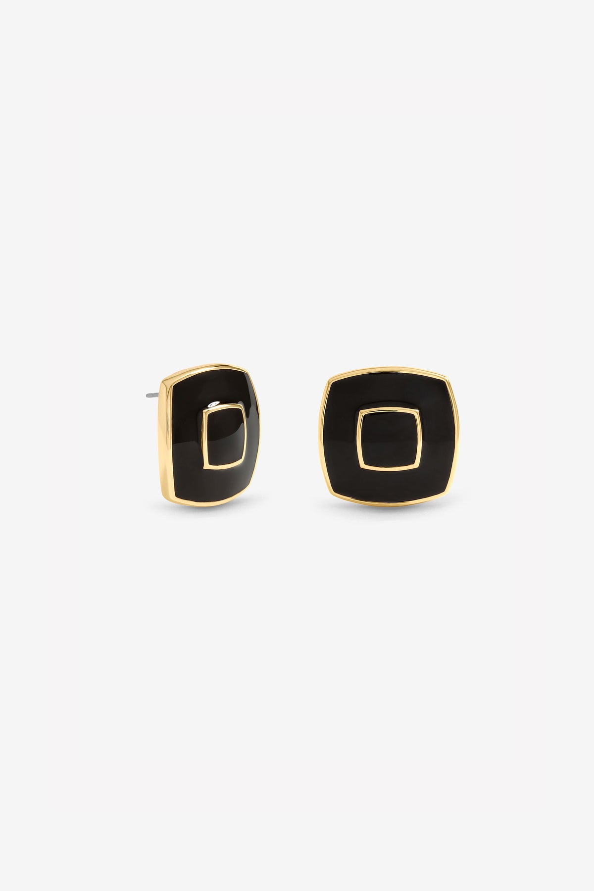 JON RIACHRD GOLD PLATE AND ENAMEL SQUARE EARRING