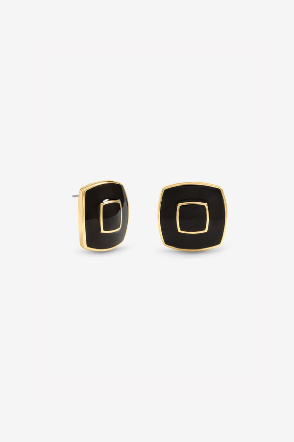 JON RIACHRD GOLD PLATE AND ENAMEL SQUARE EARRING