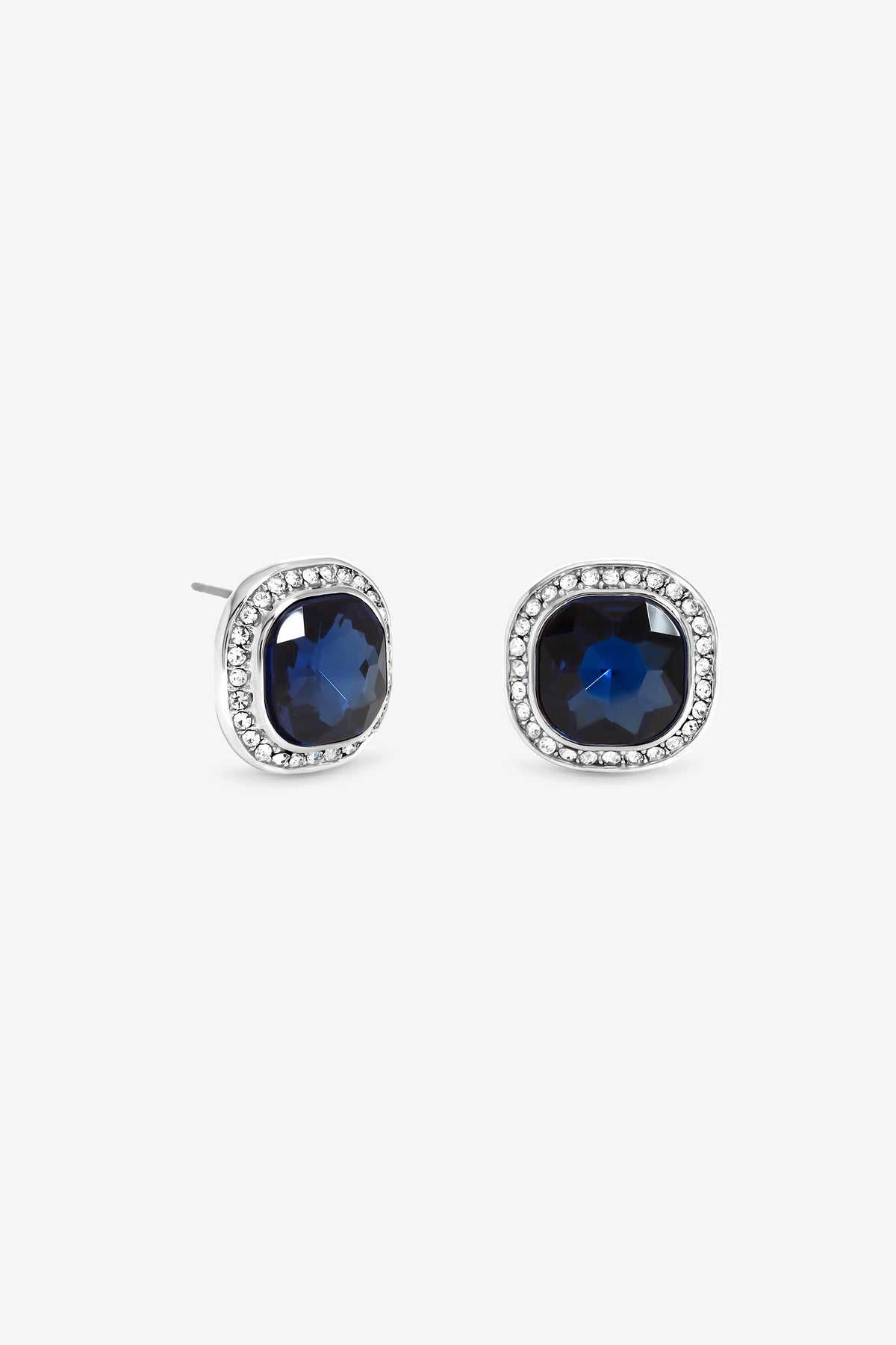 JON RICHARD RHODIUM PLATE SAPPHIRE STUD EARRING