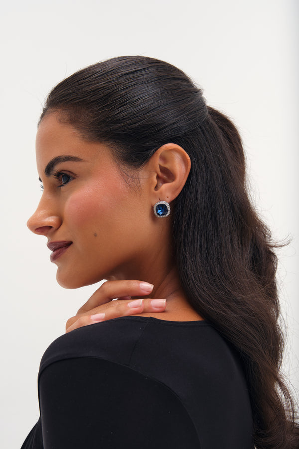 Jon Richard Rhodium Plated Sapphire Stud Earrings