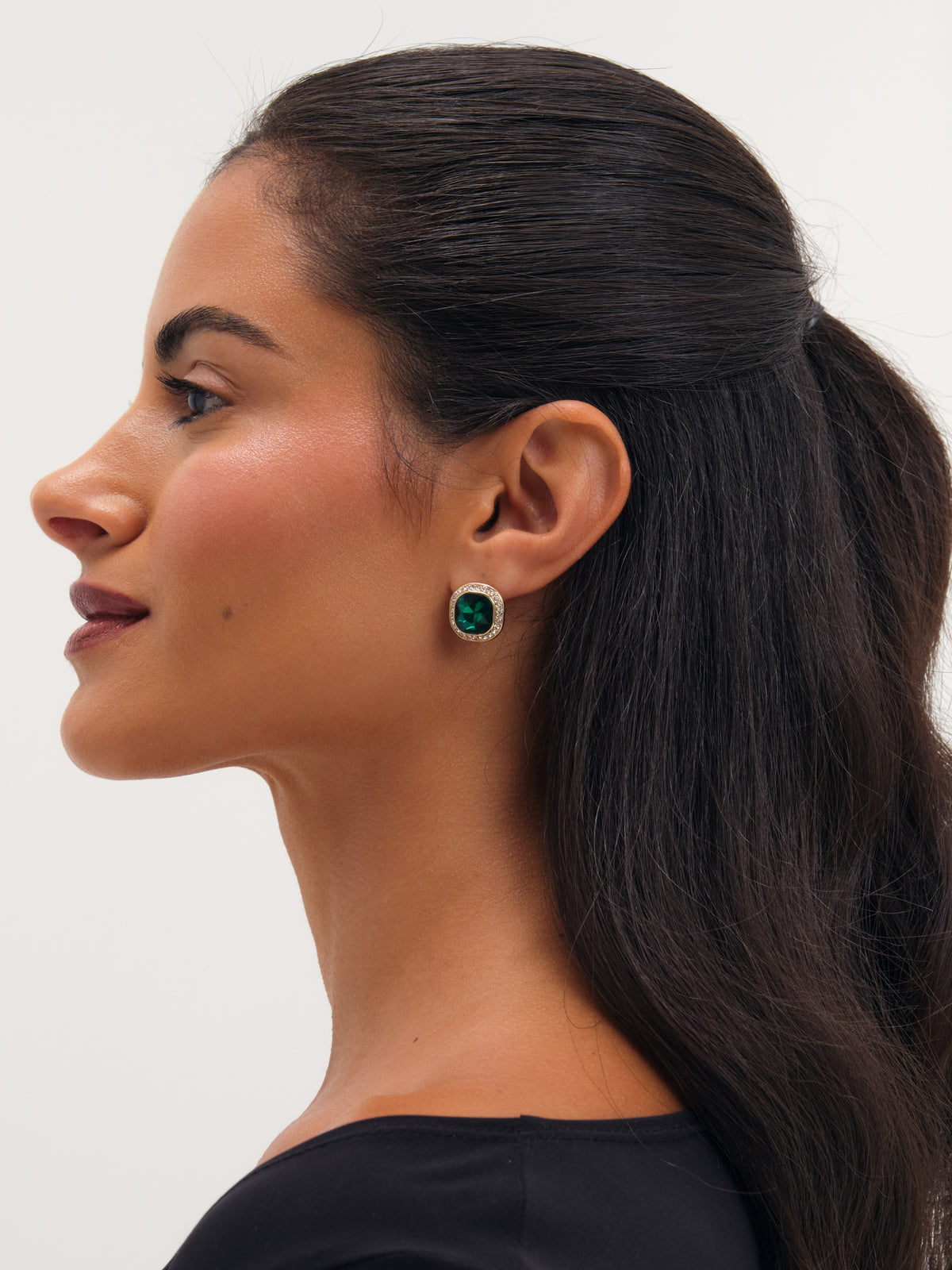 Jon Richard Gold Plated And Emerald Stud Earrings