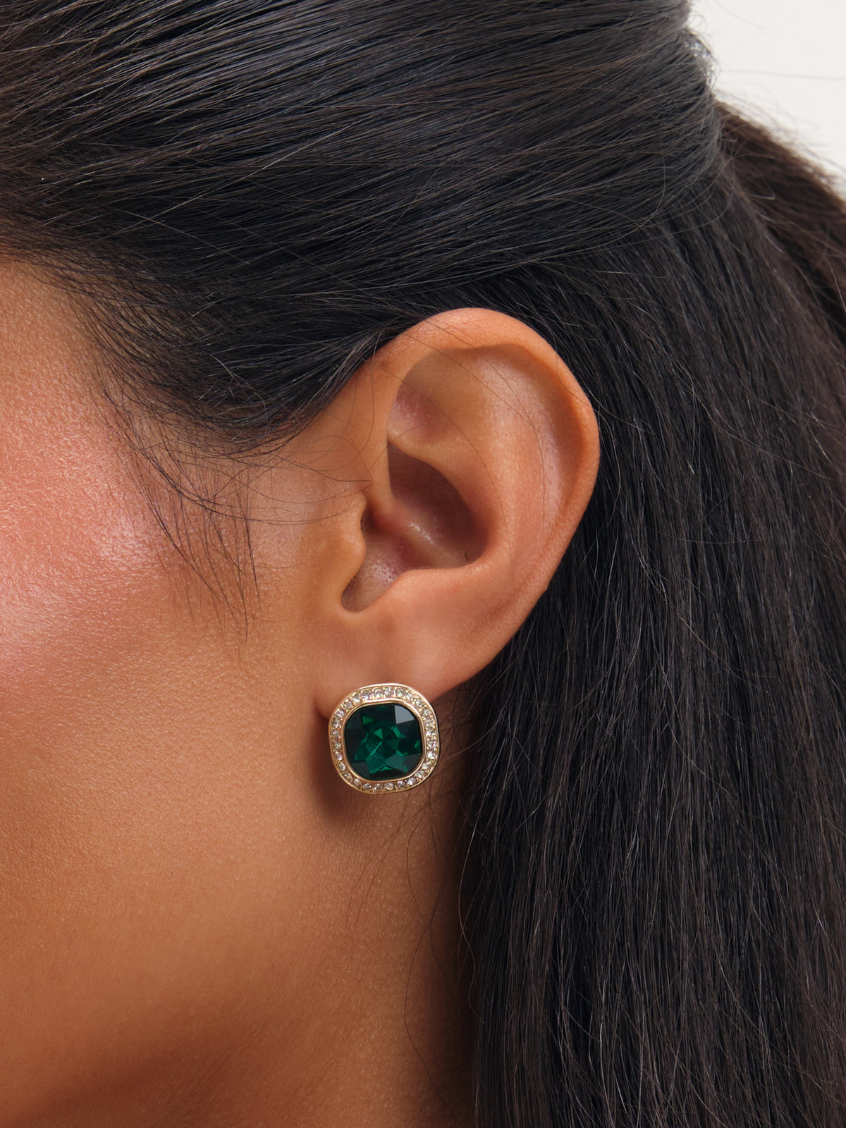 Jon Richard Gold Plated And Emerald Stud Earrings