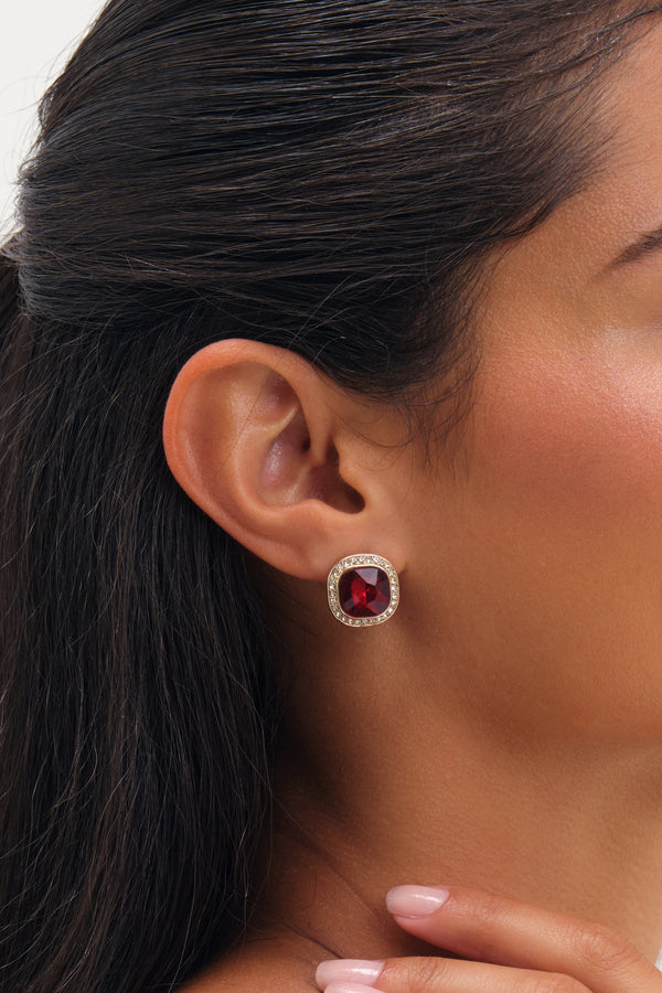 Jon Richard Gold Plated And Red Stud Earrings