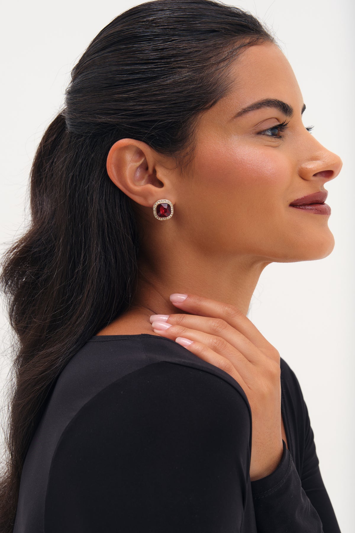 Jon Richard Gold Plated And Red Stud Earrings