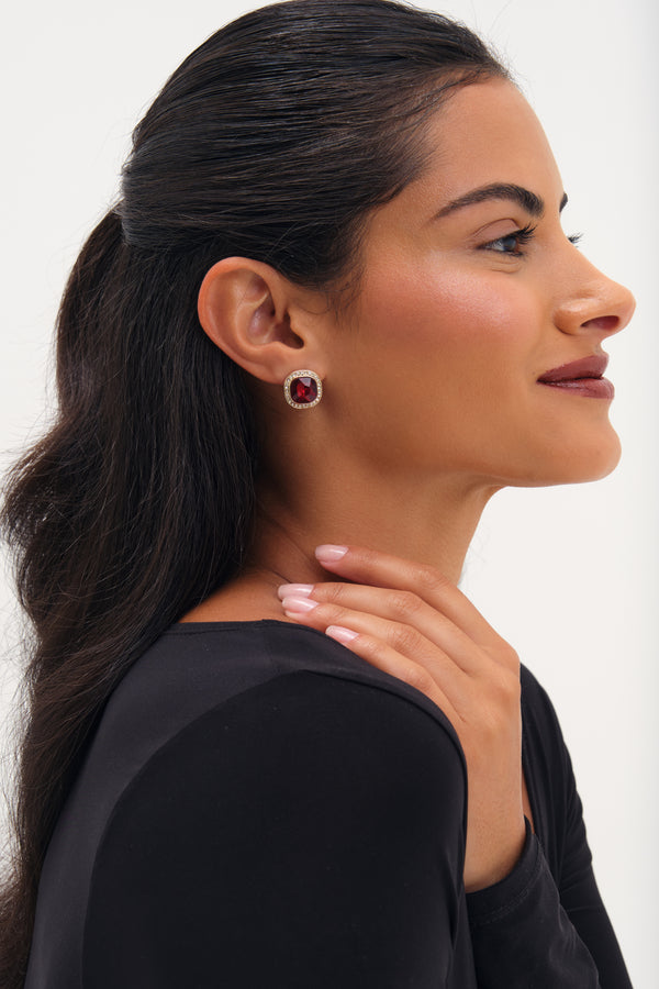 Jon Richard Gold Plated And Red Stud Earrings