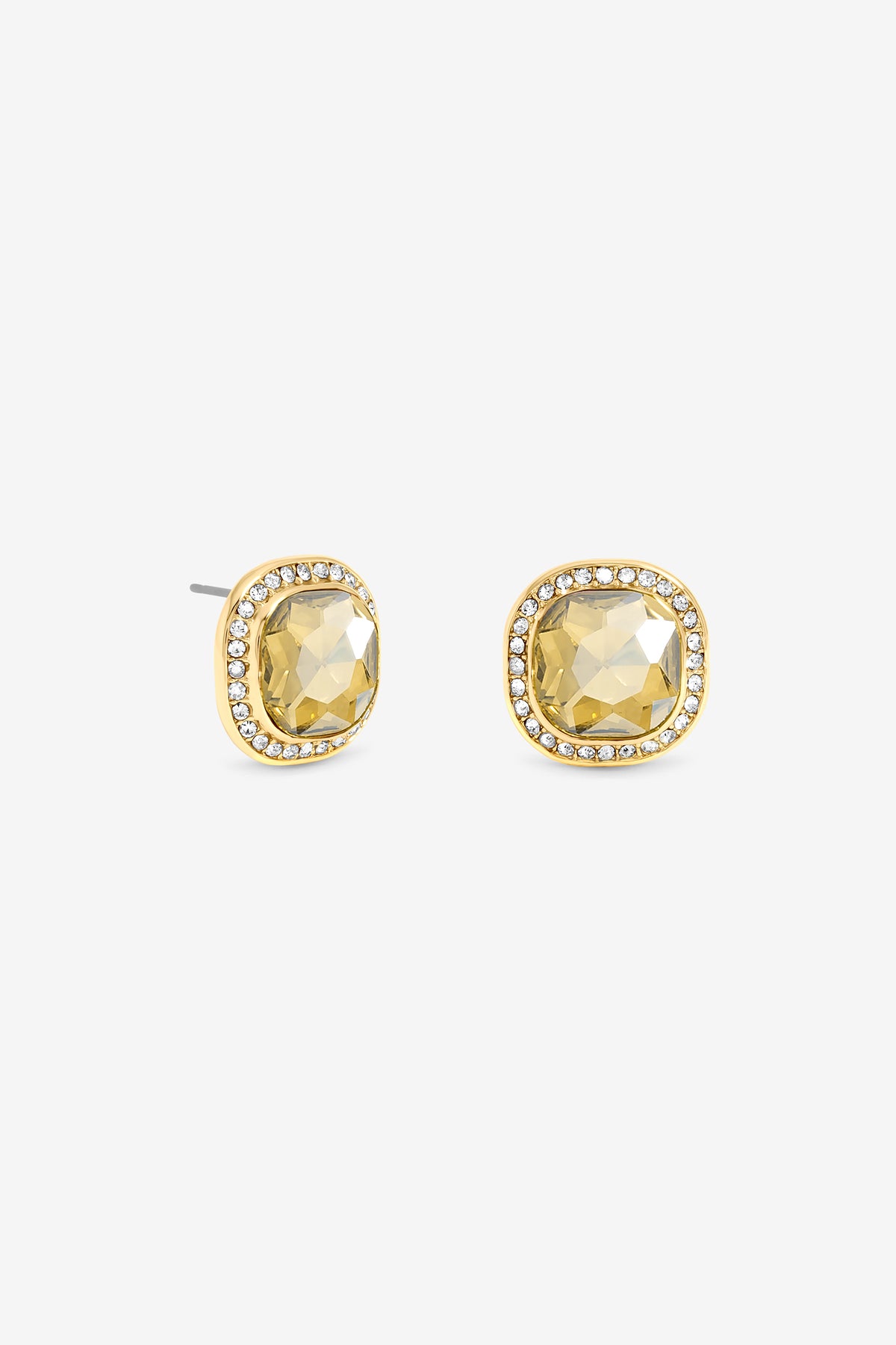 JON RICHARD GOLD PLATE AND CHAMPAGNE STUD EARRING