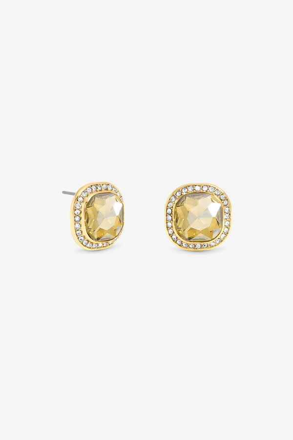 JON RICHARD GOLD PLATE AND CHAMPAGNE STUD EARRING