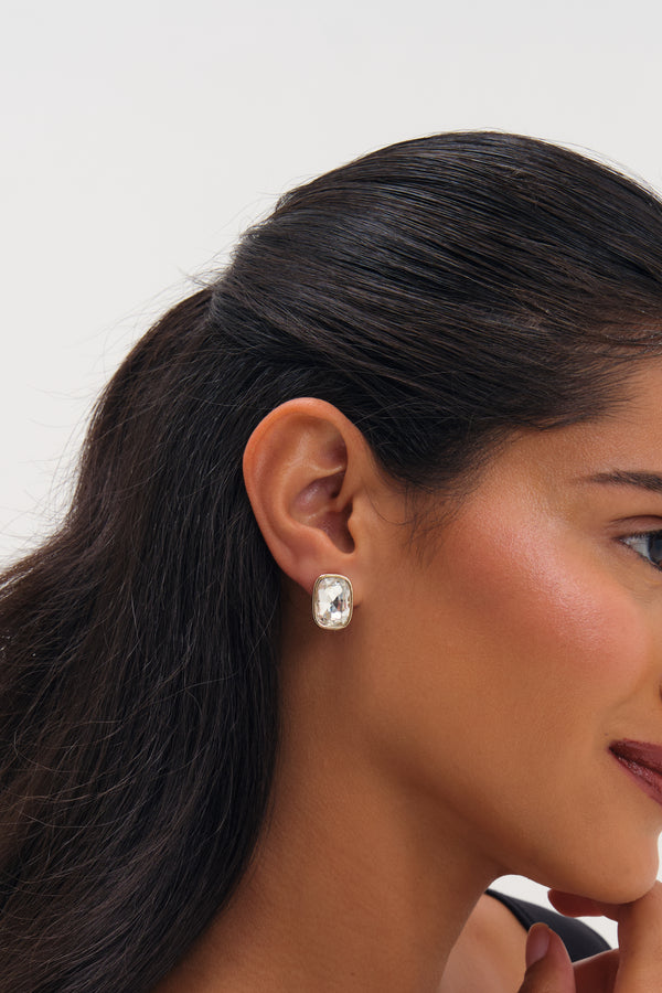 Jon Richard Gold Plated And Crystal Clip Earrings