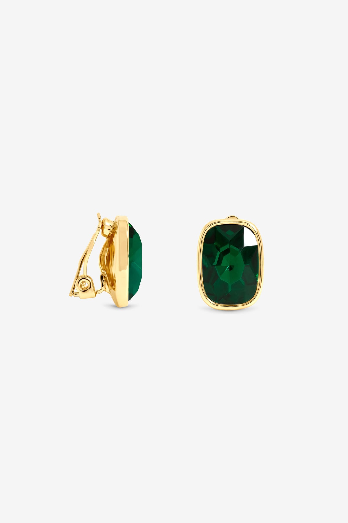 JON RICHARD GOLD PLATE AND EMERALD CLIP EARRING