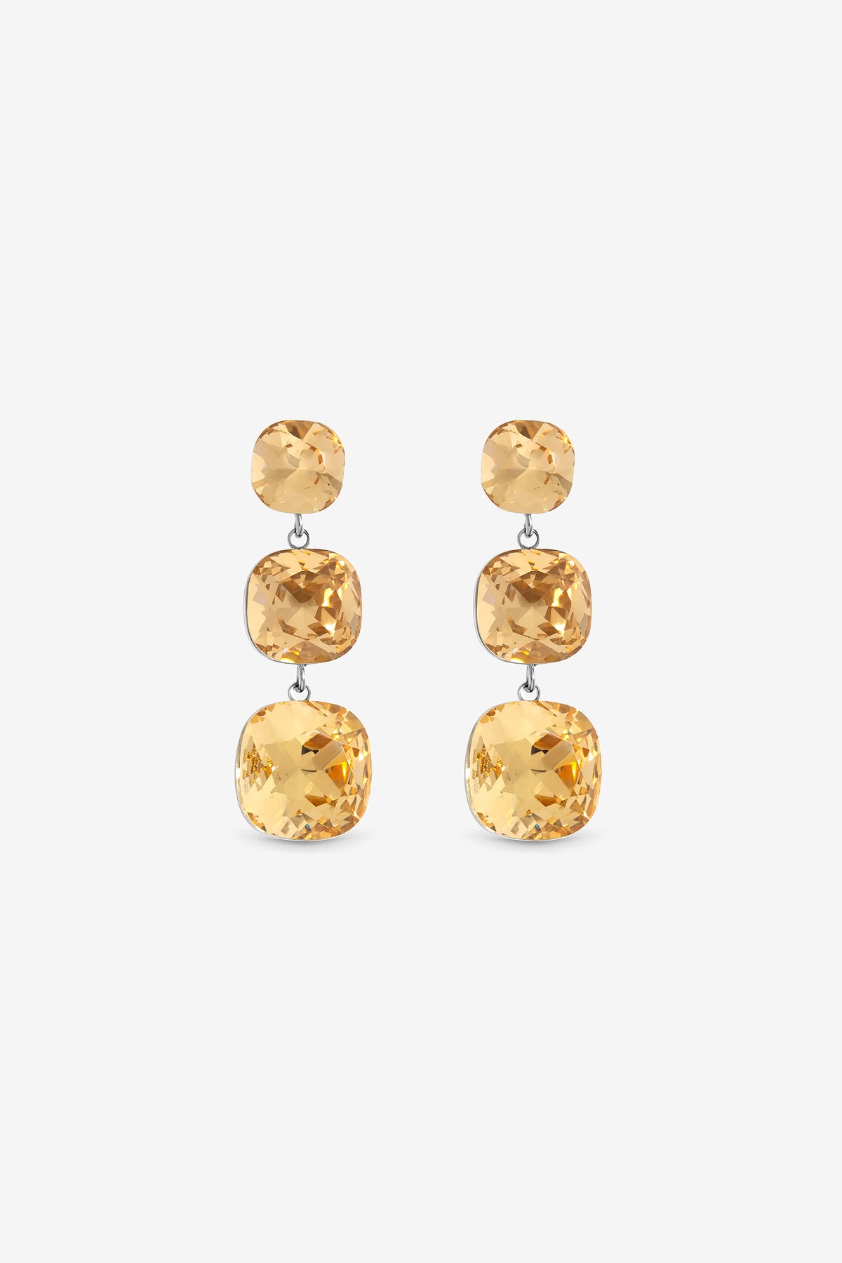 Jon Richard Gold Plated Champagne Multi Stone Drop Earrings