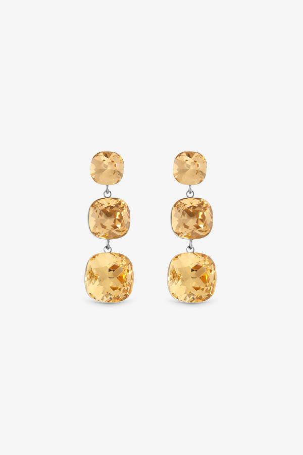 Jon Richard Gold Plated Champagne Multi Stone Drop Earrings