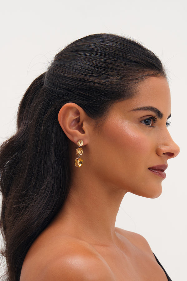Jon Richard Gold Plated Champagne Multi Stone Drop Earrings