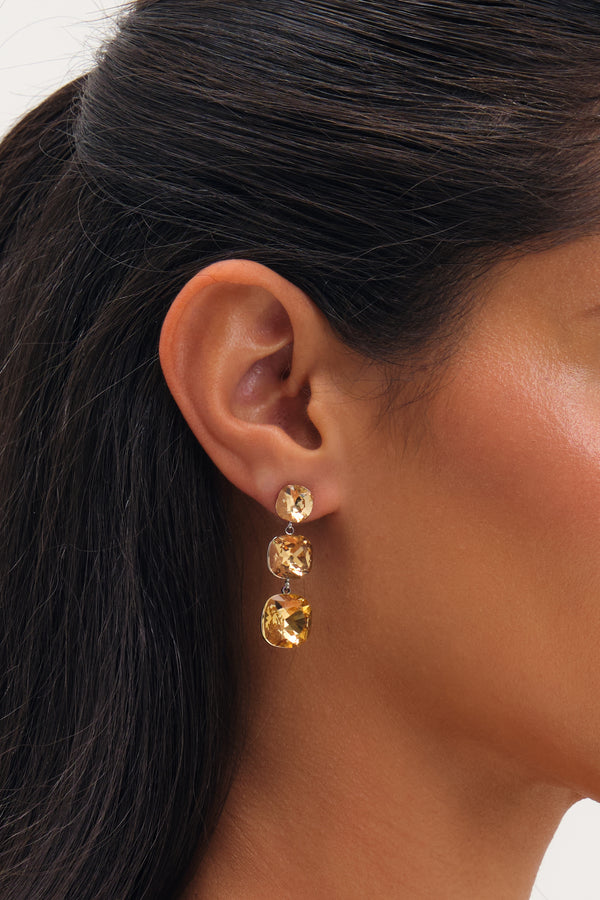 Jon Richard Gold Plated Champagne Multi Stone Drop Earrings