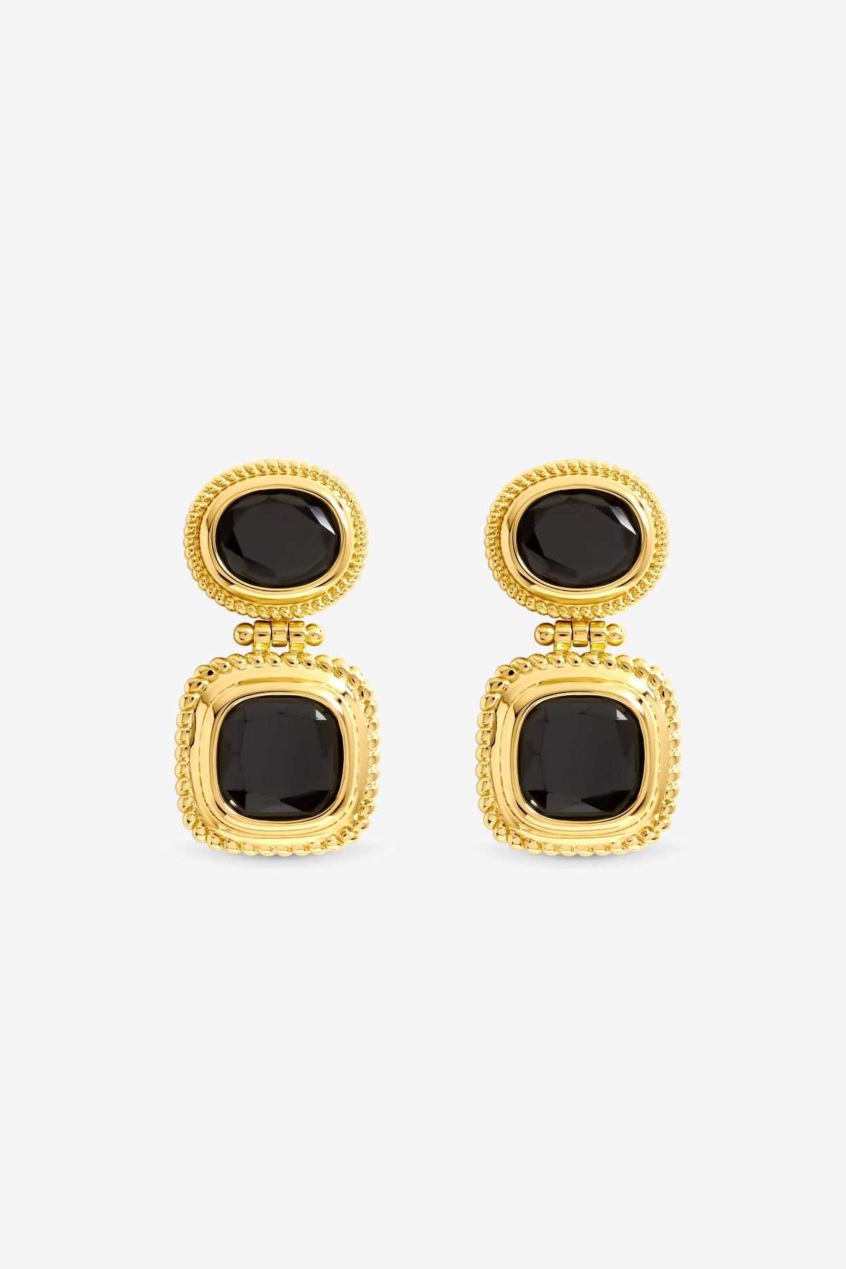 Jon Richard Gold Plated And Jet Stone Drop Earrings