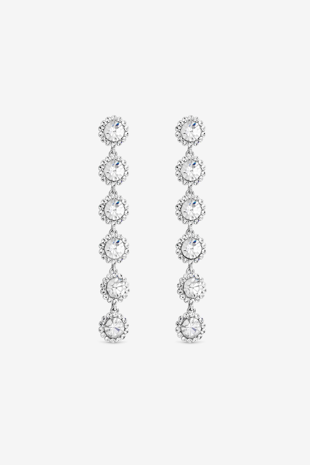 Jon Richard Rhodium Plated Crystal Linear Drop Earrings