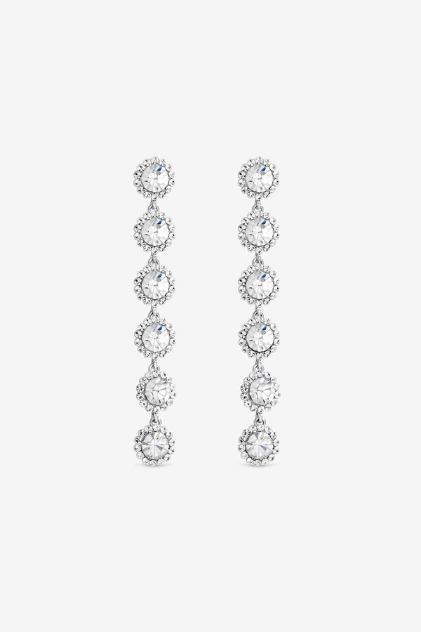 Jon Richard Rhodium Plated Crystal Linear Drop Earrings