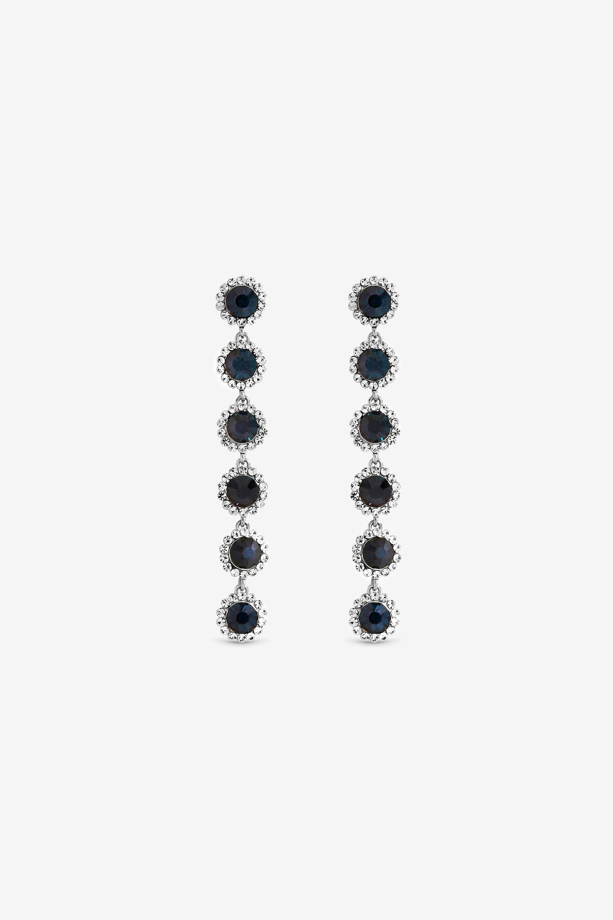 Jon Richard Rhodium Plated Sapphire Linear Drop Earrings