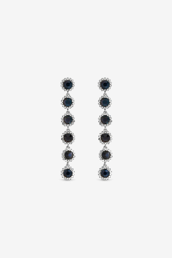 Jon Richard Rhodium Plated Sapphire Linear Drop Earrings