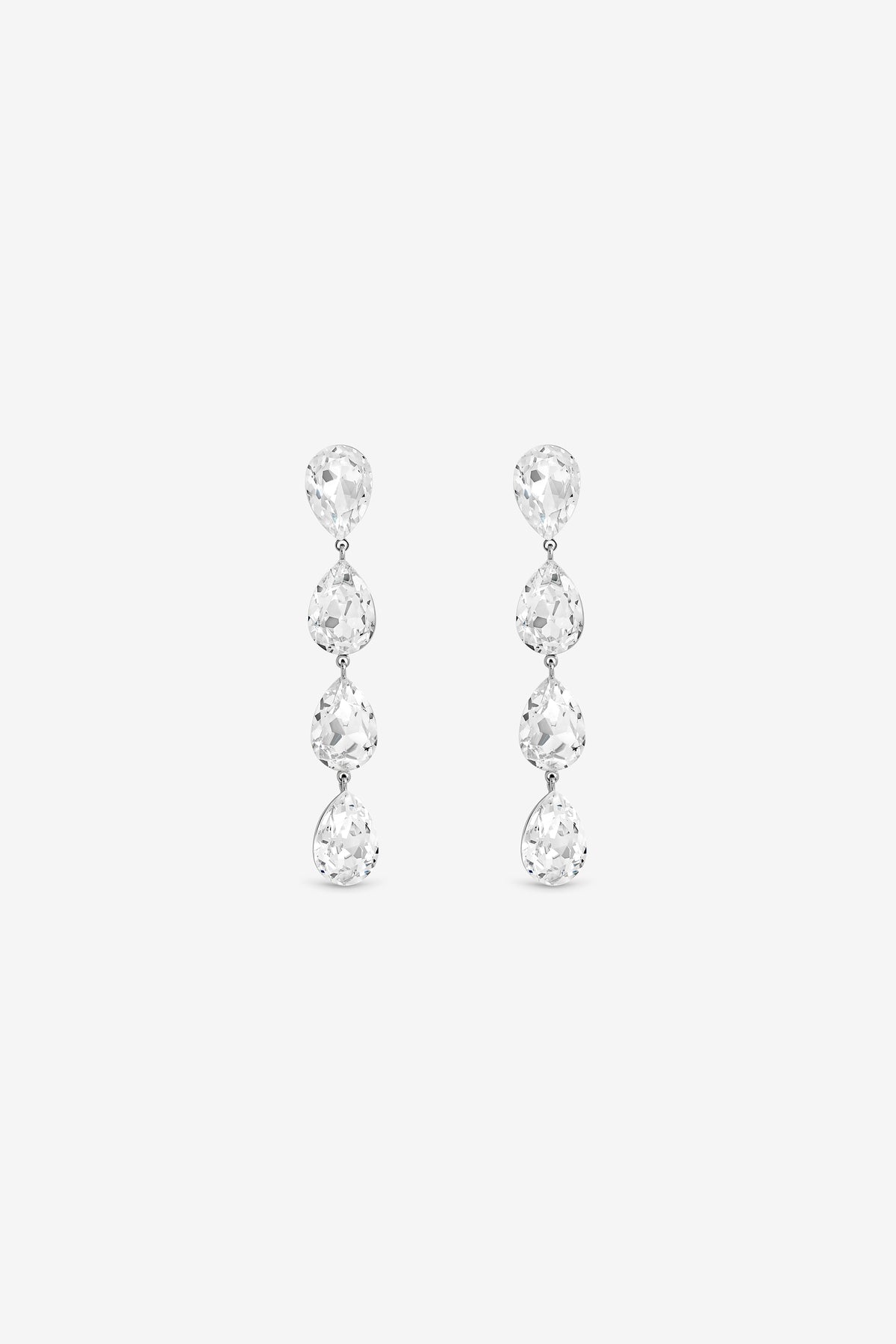 Jon Richard Rhodium Plated Crystal Linear Pear Drop Earrings
