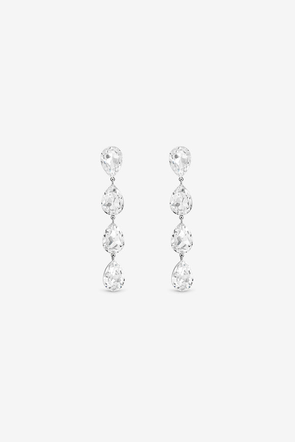 Jon Richard Rhodium Plated Crystal Linear Pear Drop Earrings