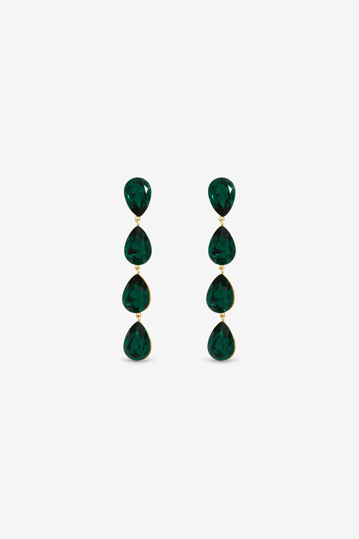 Jon Richard Gold Plated Emerald Linear Pear Drop Earrings