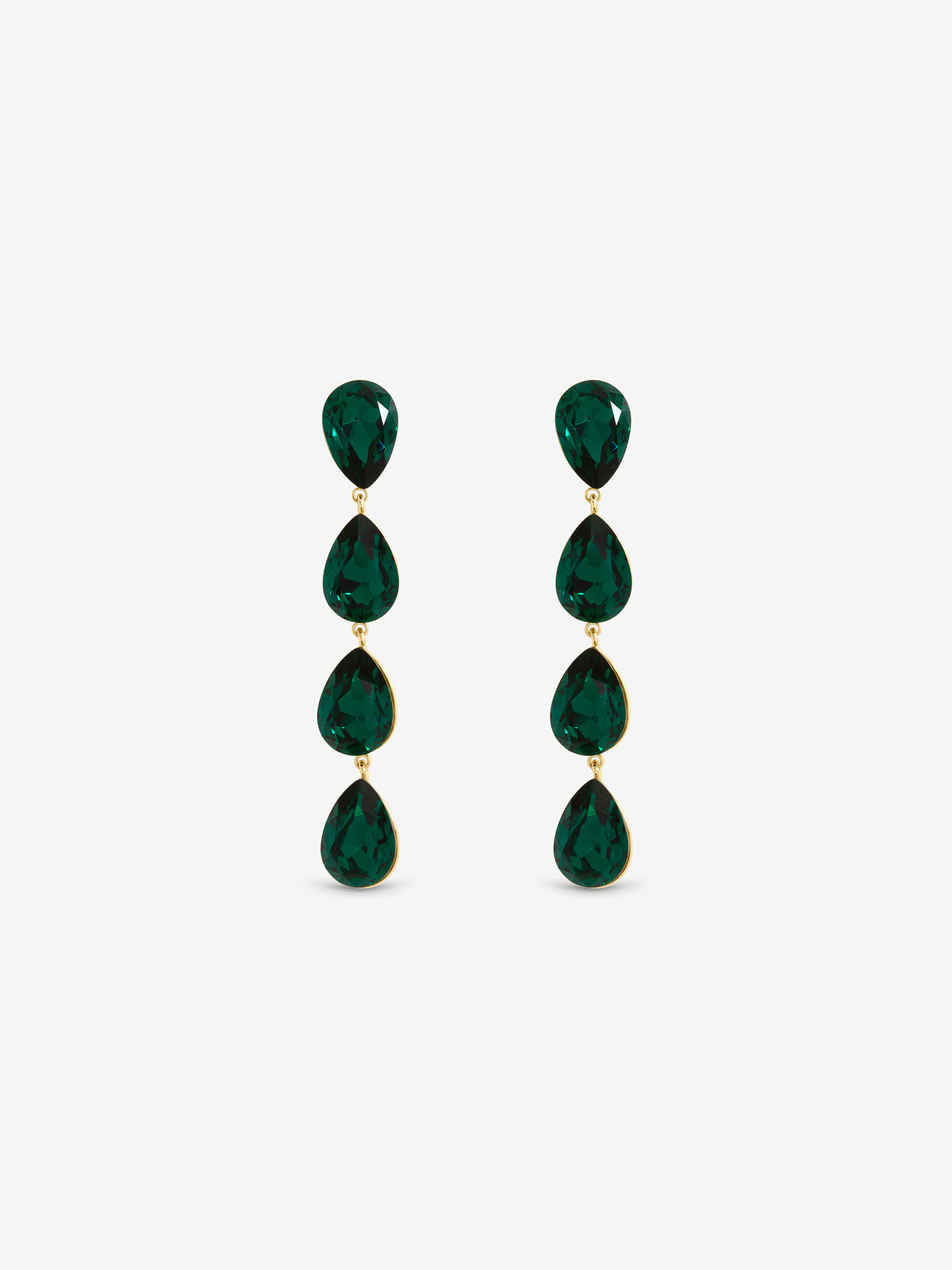 Jon Richard Gold Plated Emerald Linear Pear Drop Earrings