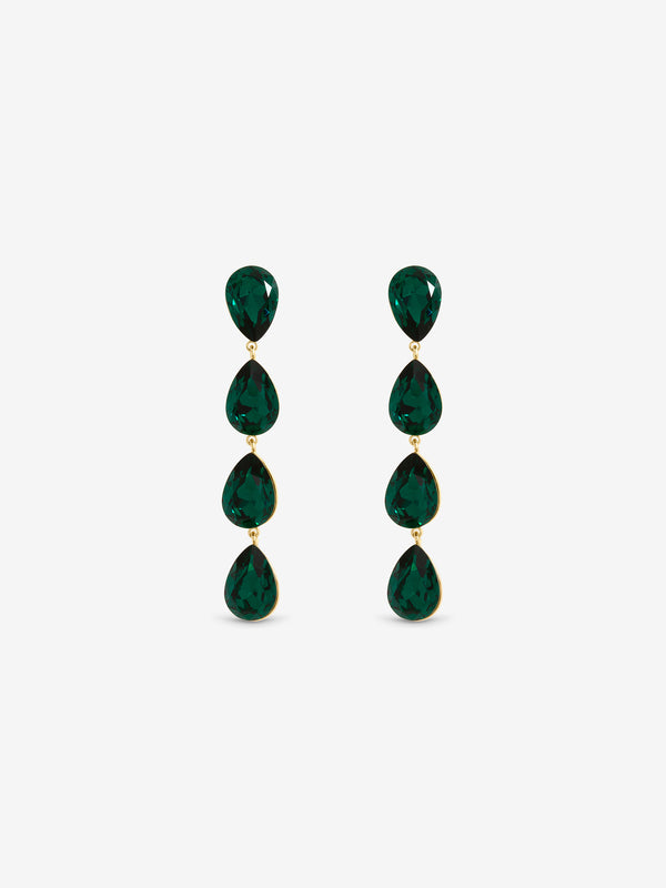 Jon Richard Gold Plated Emerald Linear Pear Drop Earrings
